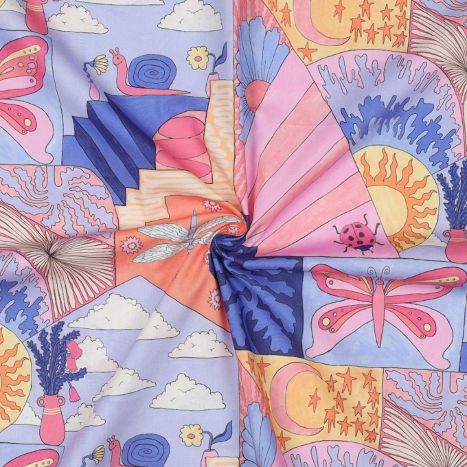 Tissu coton popeline Nerida Hansen Little Creatures, bleu