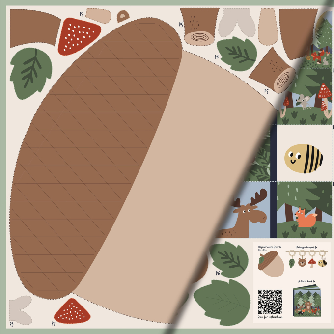 Baumwoll Popeline Panel Playmat Forest, 145 x 100 cm