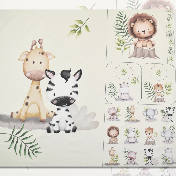 Baumwoll Popeline Panel Safari Place, 115 x 100 cm