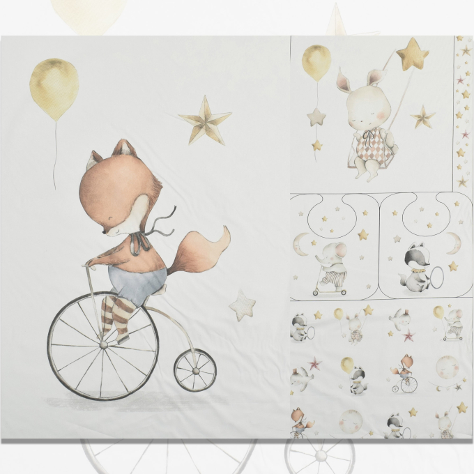 Baumwoll Popeline Panel Sleepy Place, 115 x 100 cm