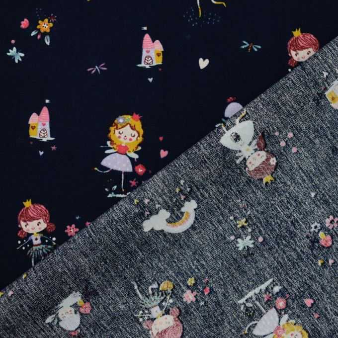 Cotton poplin Princess Garden, dark blue