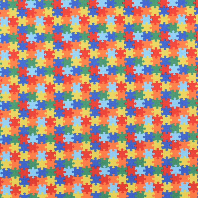 Tissu coton popeline Puzzle, multicolore