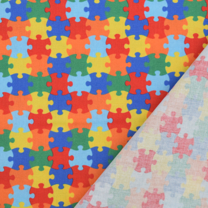Tissu coton popeline Puzzle, multicolore