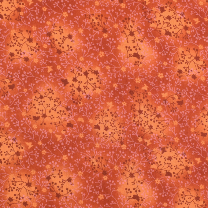 Tissu coton popeline Fleurs de tilleul, orange foncé