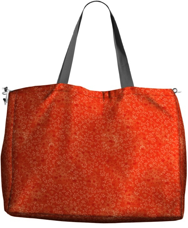 Tissu coton popeline fleurs de tilleul, orange