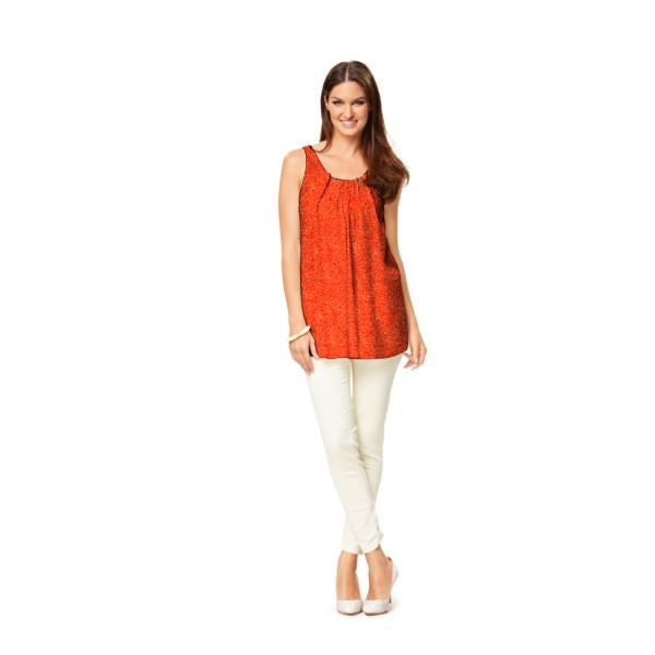 Tissu coton popeline fleurs de tilleul, orange