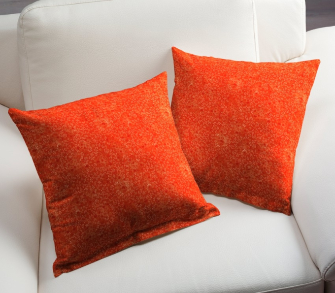 Tissu coton popeline fleurs de tilleul, orange