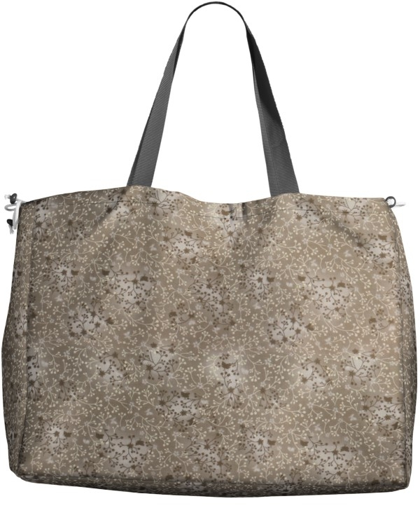 Tissu coton popeline fleurs de tilleul, beige marron
