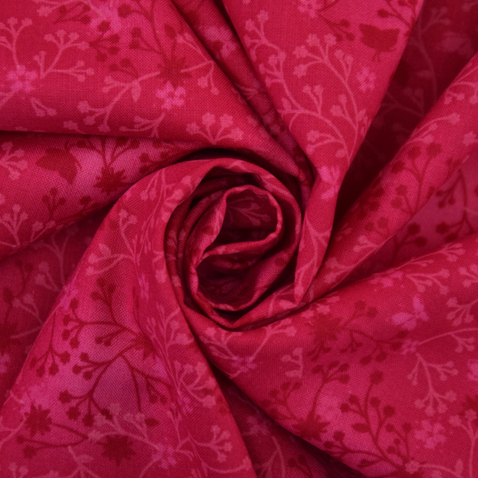 Tissu popeline coton Vrilles 2, fuchsia