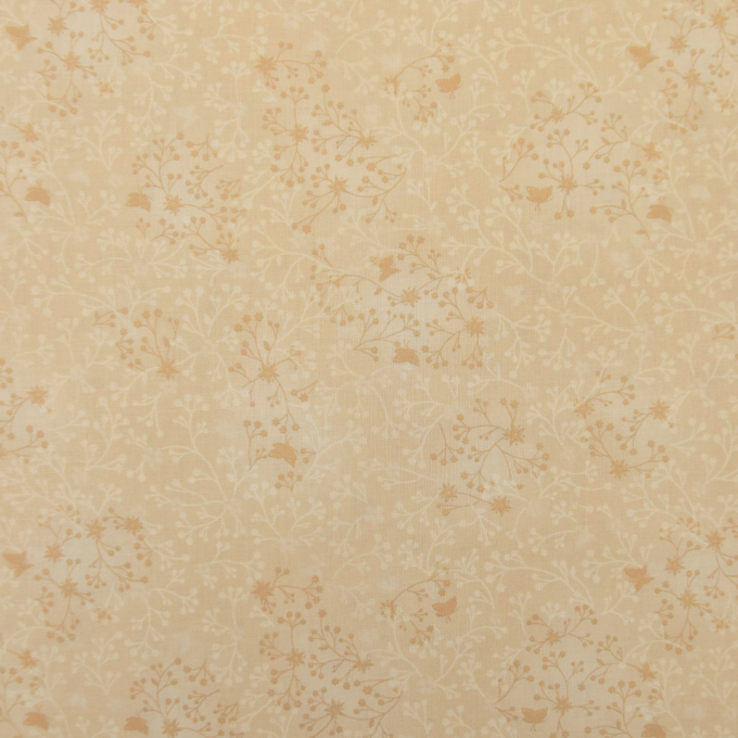 Tissu coton popeline fleurs de tilleul, vanille