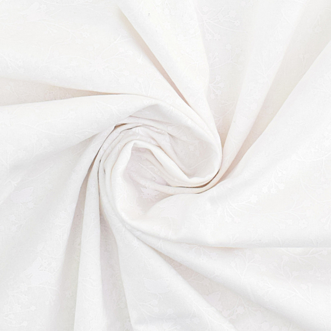 Tissu coton popeline Fleurs de tilleul, blanc