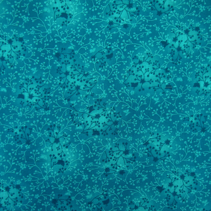 Tissu coton popeline vrille, turquoise foncé