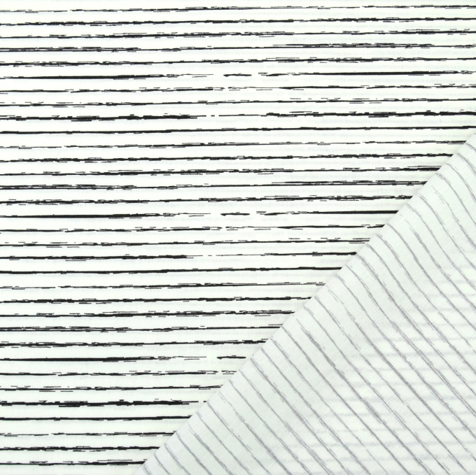 Tissu coton popeline à rayures irrégulières Scratchy Stripes, blanc