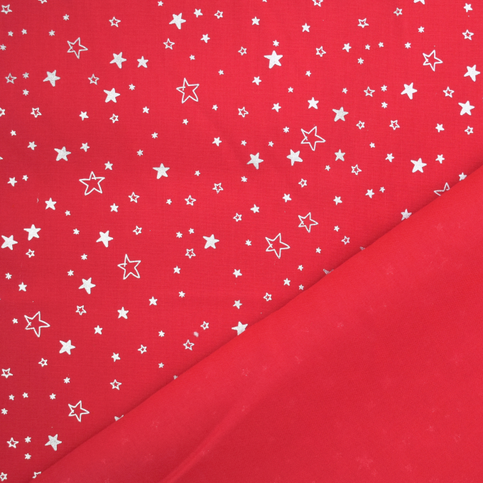 Katoen popeline Shining Stars, rood