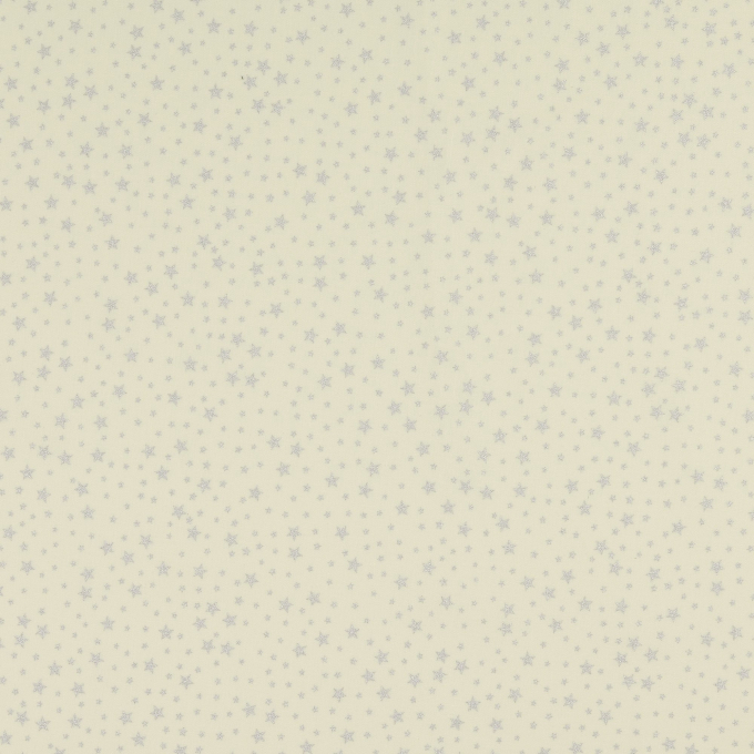 Tissu coton popeline Silver Stars, crème