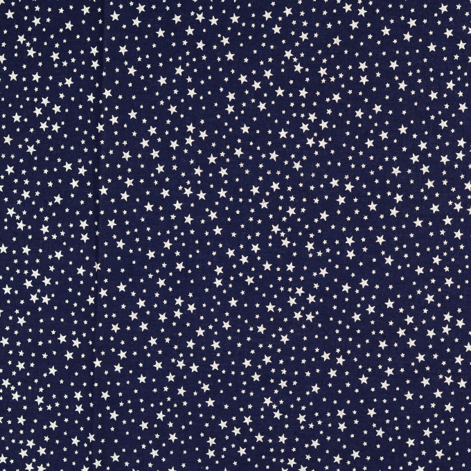 Popeline katoen Silver Stars, marineblauw