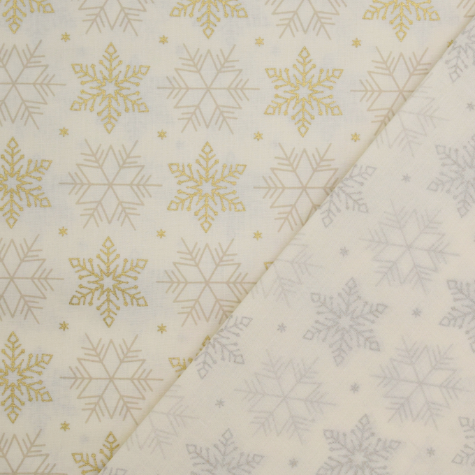 Popeline katoen Snowflake Stars, crèmekleurig