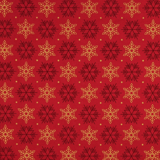 Cotton poplin Snowflake Stars, red