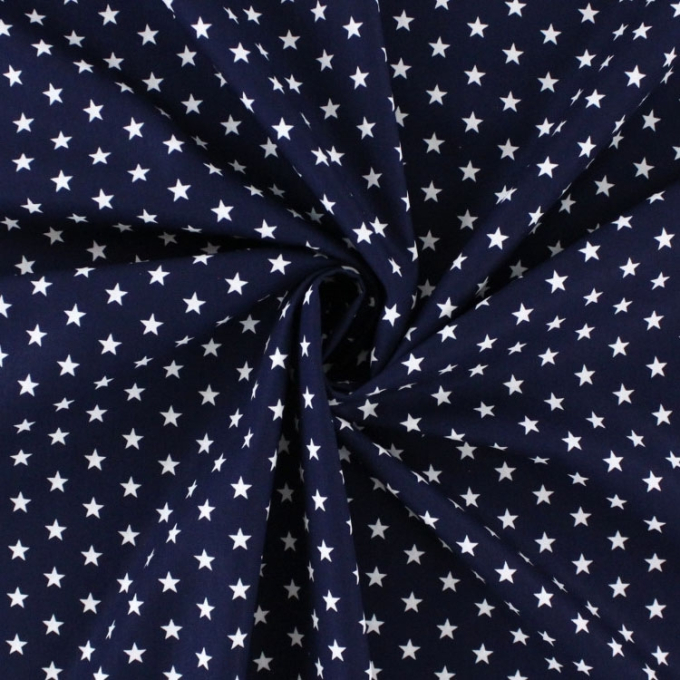 Tissu en coton Étoiles, marine-blanc