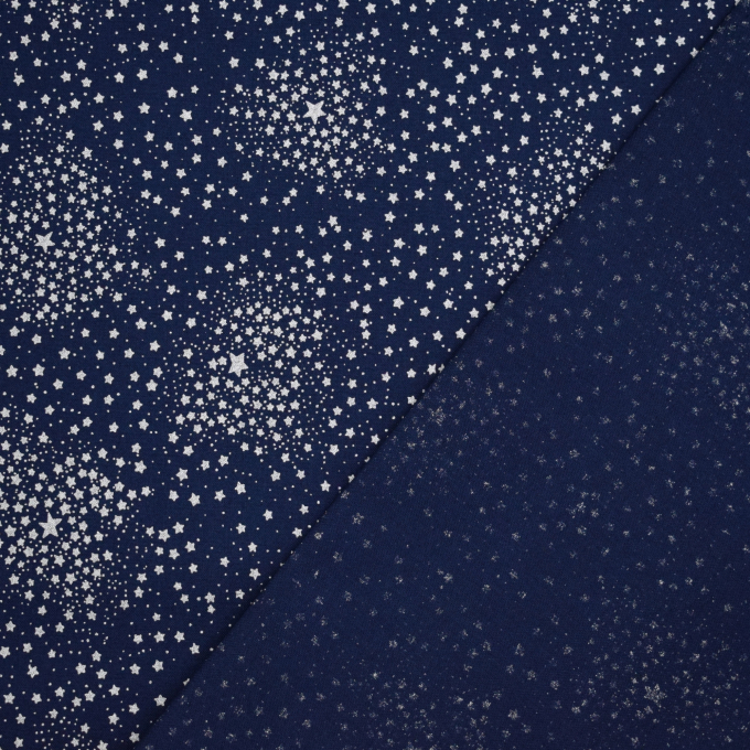 Tissu coton popeline Étoiles Noël Starry sky, marine - argent