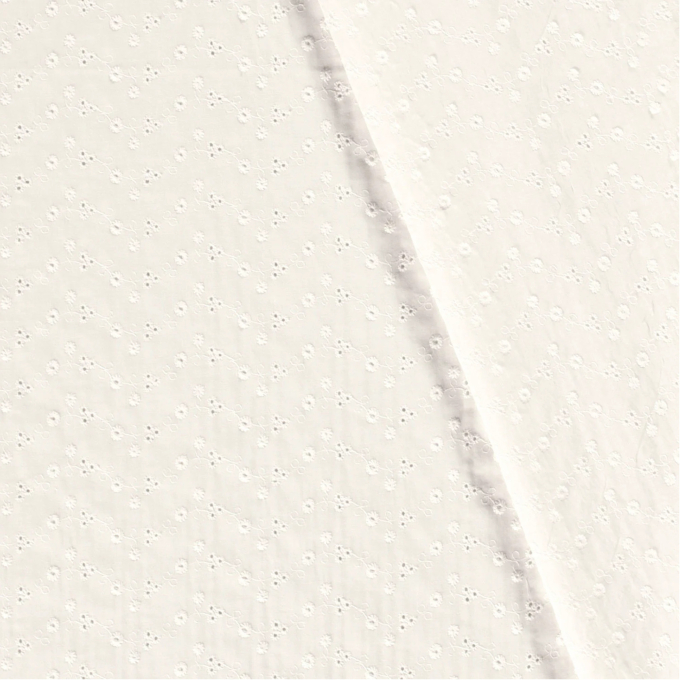 Tissu coton broderie Fleurs Little Flowers, blanc cassé