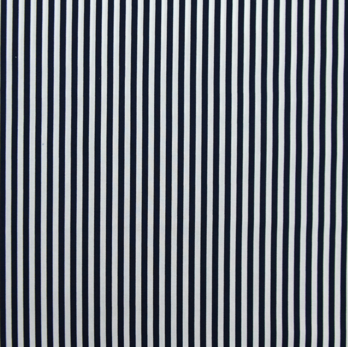 Tissu coton popeline à rayures, blanc – bleu foncé