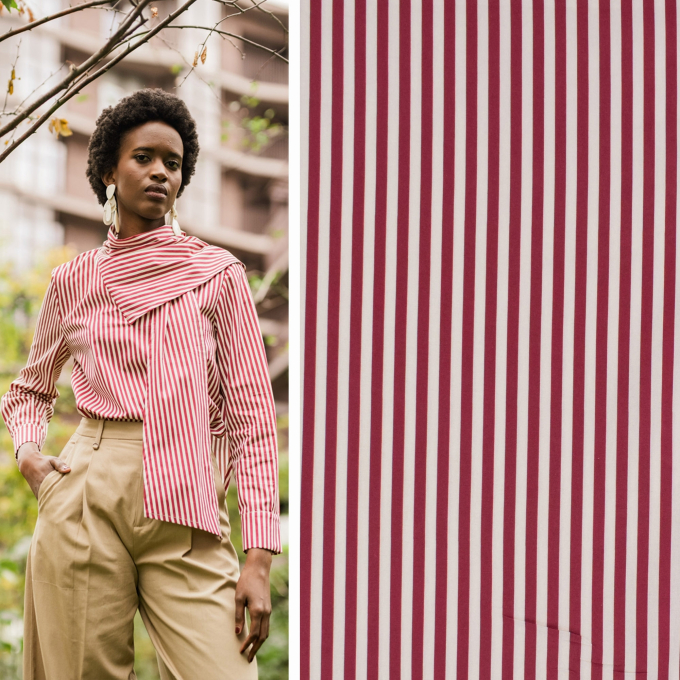 Cotton poplin Stripes Fibre Mood, wine red