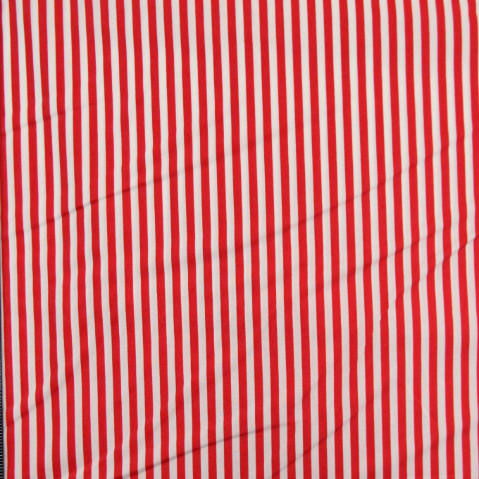 Tissu coton popeline à rayures, blanc – rouge