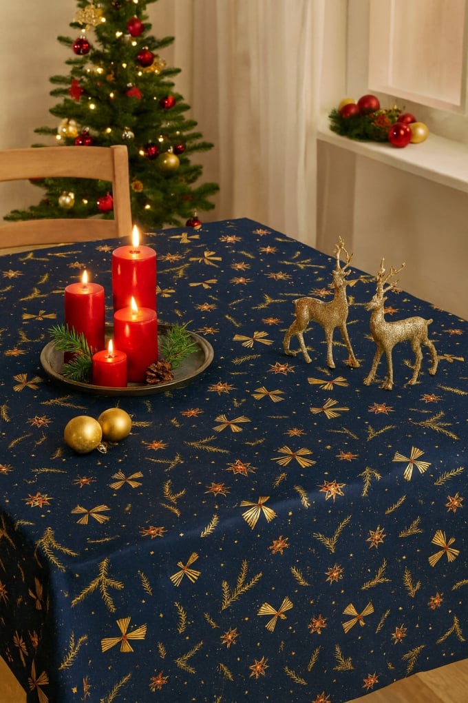 Tissu coton popeline Ange de paille, bleu foncé