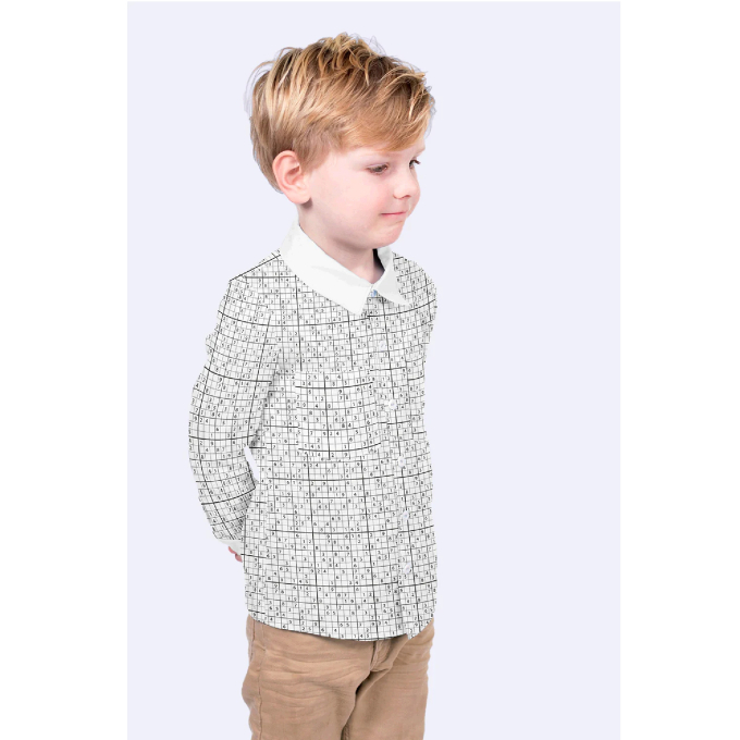 Tissu coton popeline Sudoku, blanc