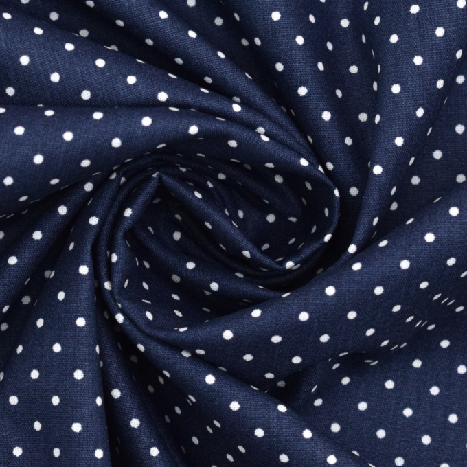 Katoen The Dots, donkerblauw