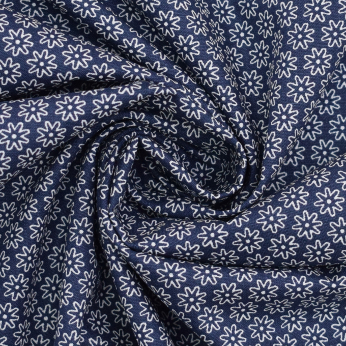 Tissu en coton The Flowers, bleu foncé