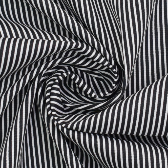 Tissu coton popeline à rayures The Stripes, noir