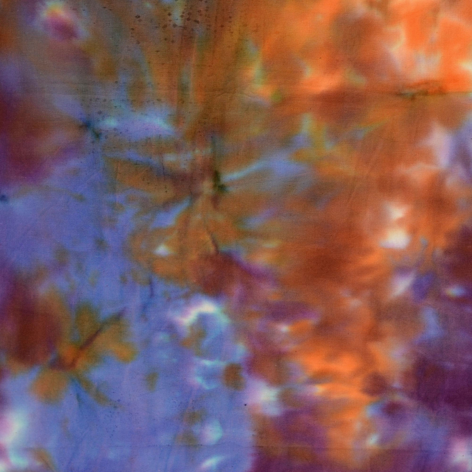 Tissu coton popeline batik Tie Dye explosion, orange