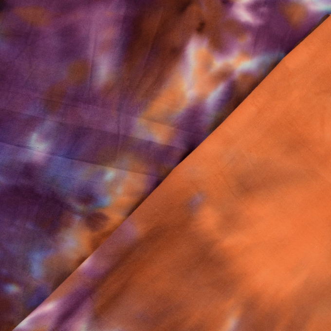 Tissu coton popeline batik Tie Dye explosion, orange
