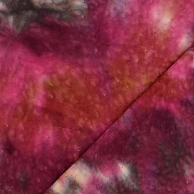 Popeline katoen tie dye grit, bessenkleurig