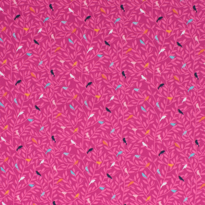 Baumwoll Popeline Vögel, pink