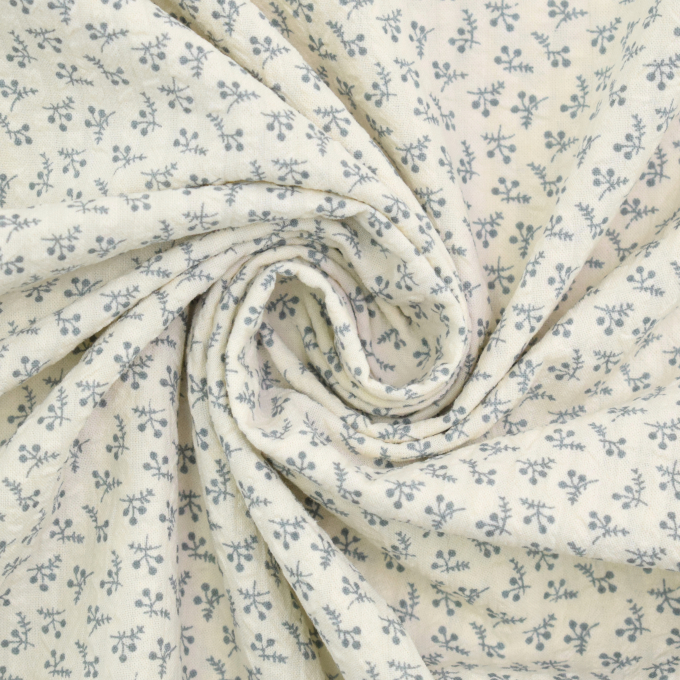 Tissu coton seersucker cottage baies Little Berries, gris
