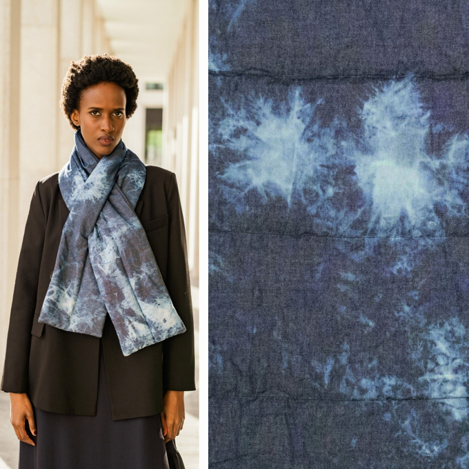 Cotton quilt fabric Batik Denim Fibre Mood, blue