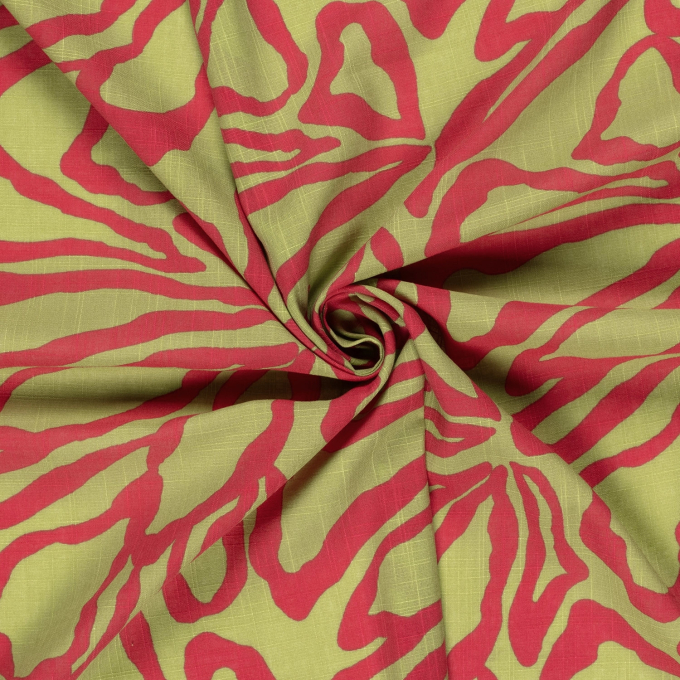 Tissu coton viscose Fleurs Flowers, vert