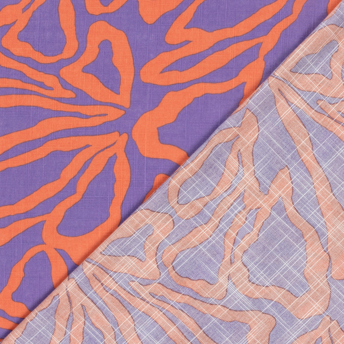 Katoen Viscose Mix flowers, paars
