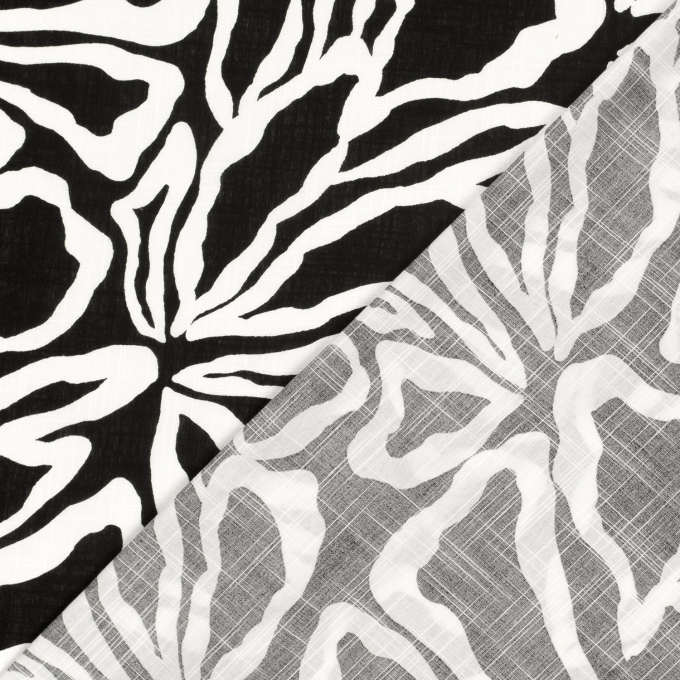 Tissu coton viscose Fleurs Flowers, noir
