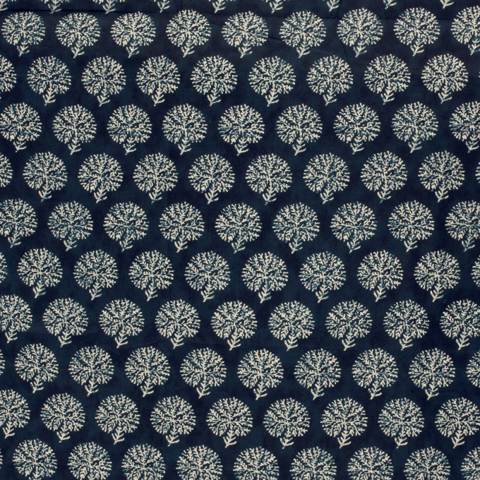 Tissu voile de coton Arbres Fantasy Tree, marine