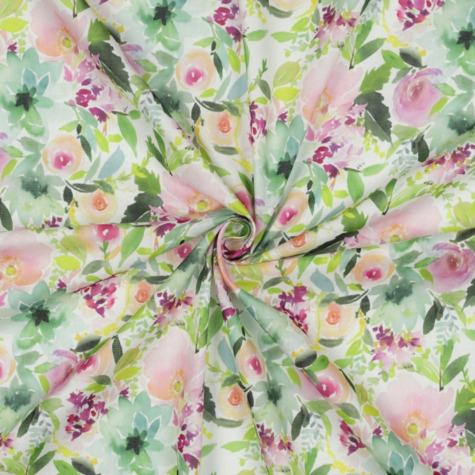 Tissu voile de coton Flower Dream, blanc cassé
