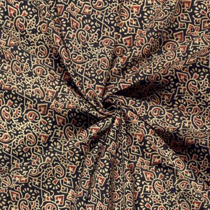 Tissu voile de coton Inca Style, noir