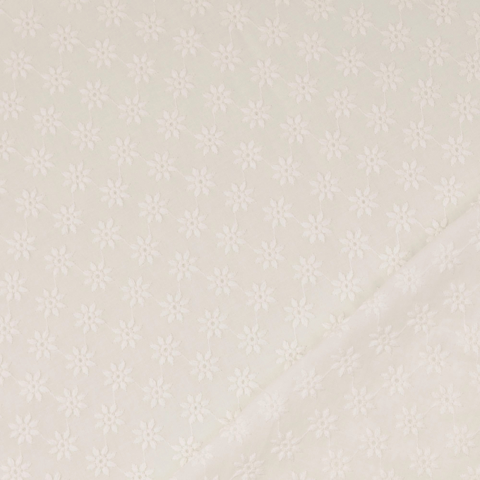 Katoenen voile broderie kleine bloemen, wit