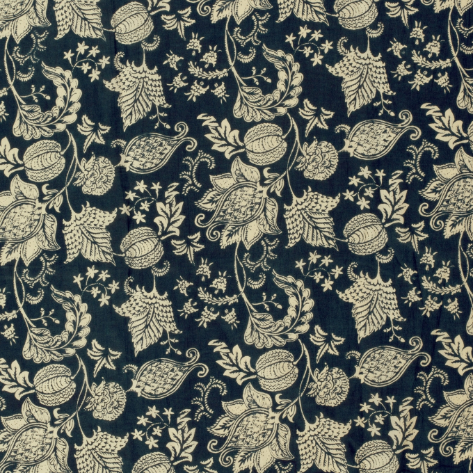 Tissu voile de coton Fleurs Oriental Flowers, marine