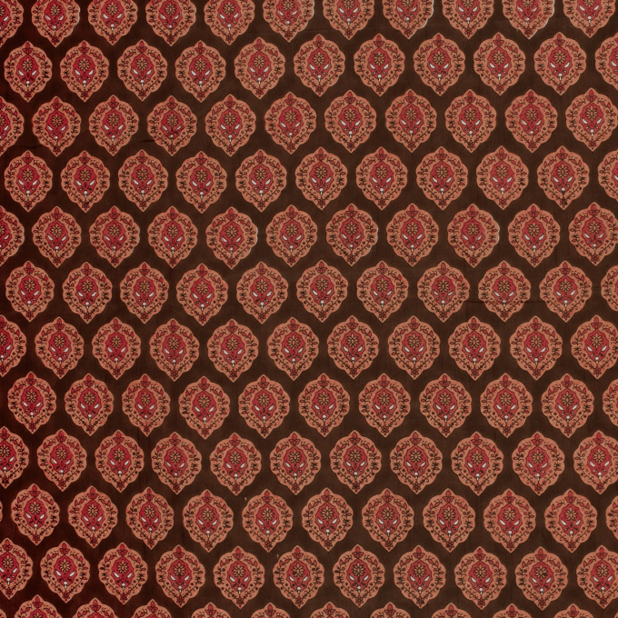 Katoenen voile oriental ornaments, bruin