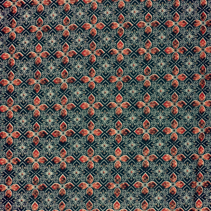 Tissu voile de coton Ornements, bleu marine