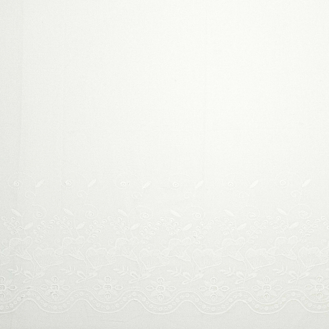 Tissu voile de coton broderie bordure Fibre Mood, blanc